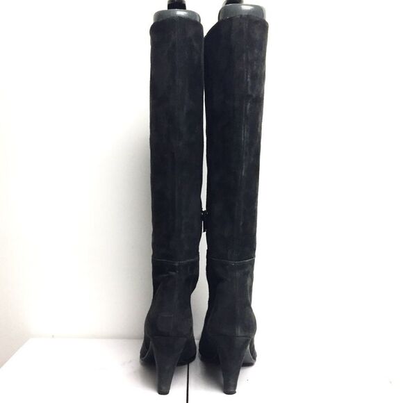 VERA Pells Suede Italian Knee High Heeled Boots Grey 38 - Picture 6 of 8